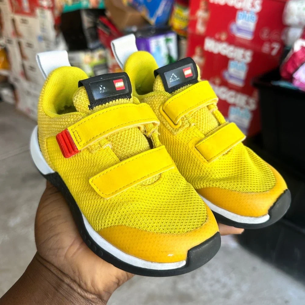 Adidas x LEGO Sport Toddler Boy Shoes Size 10 Yellow Black Sneakers